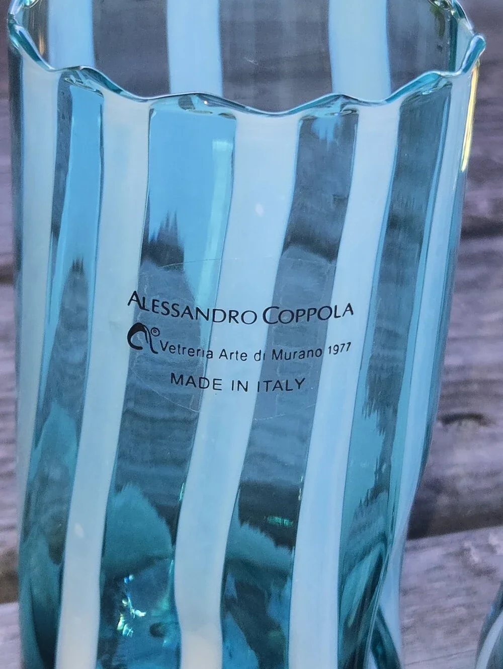 Alessandro Coppola Arte di Murano Italy Aqua Blue/Green Glass Tumblers Set of 2